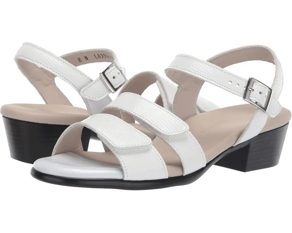 SAS Womens Savanna Adjustable Heeled Sandals Size 9.5 M White Leather NIB